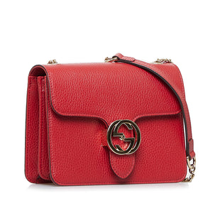 GUCCI Dollar Calfskin Small Interlocking G Shoulder Bag Red