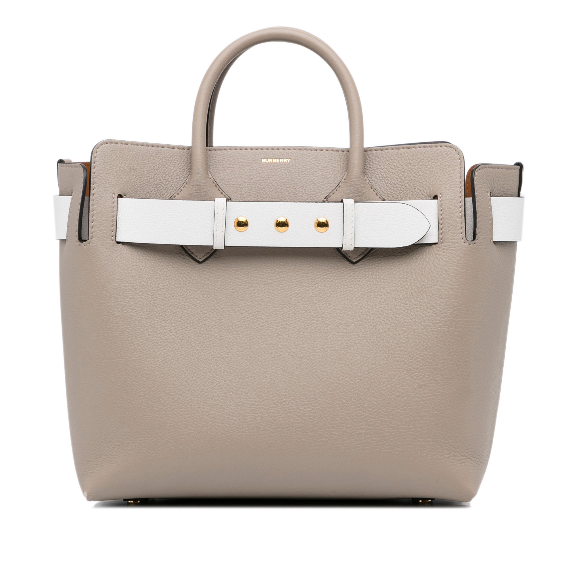 Burberry Belt Handbag Medium Light Brown Leather