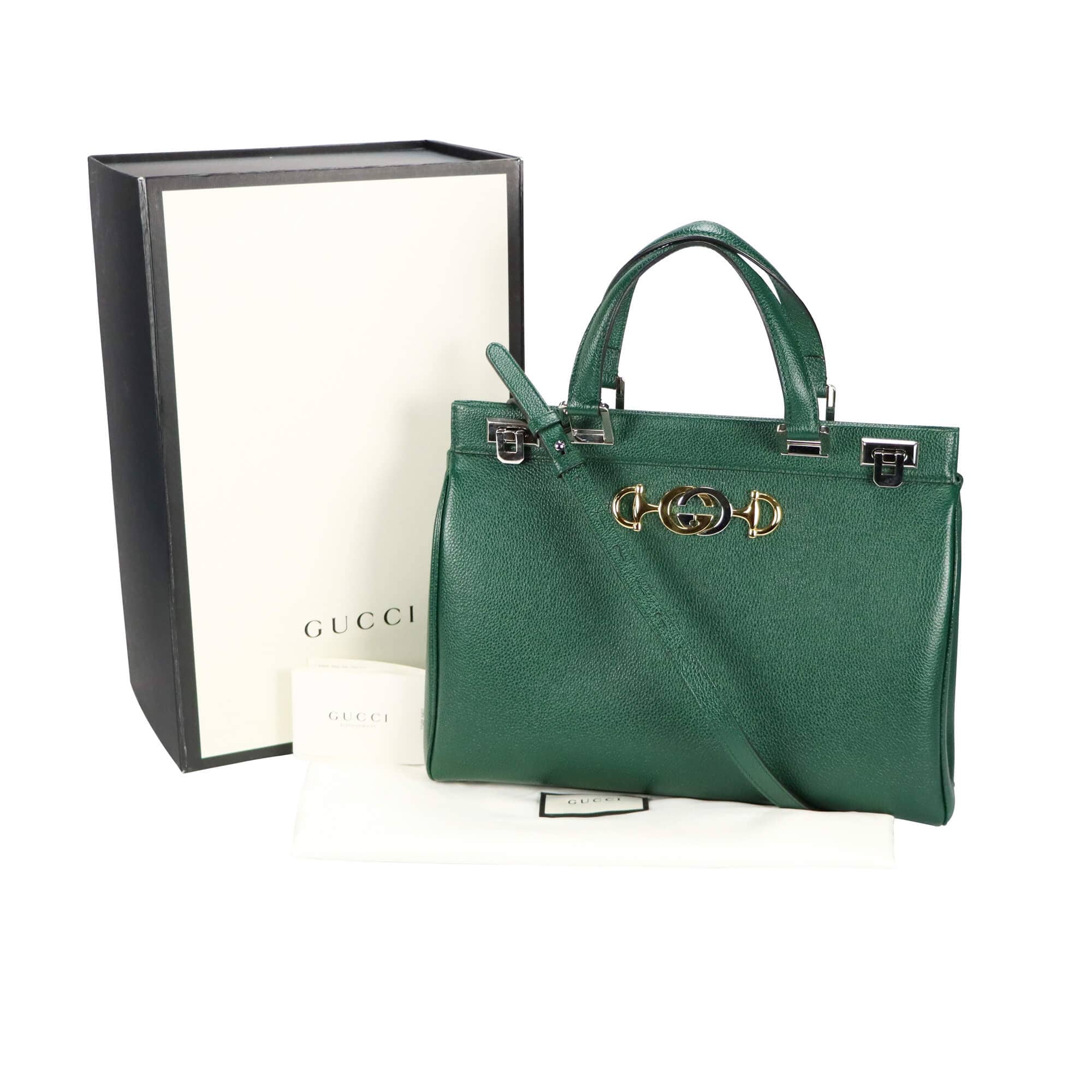 Gucci Zumi Handbag Green Grained Leather | 2,240.00