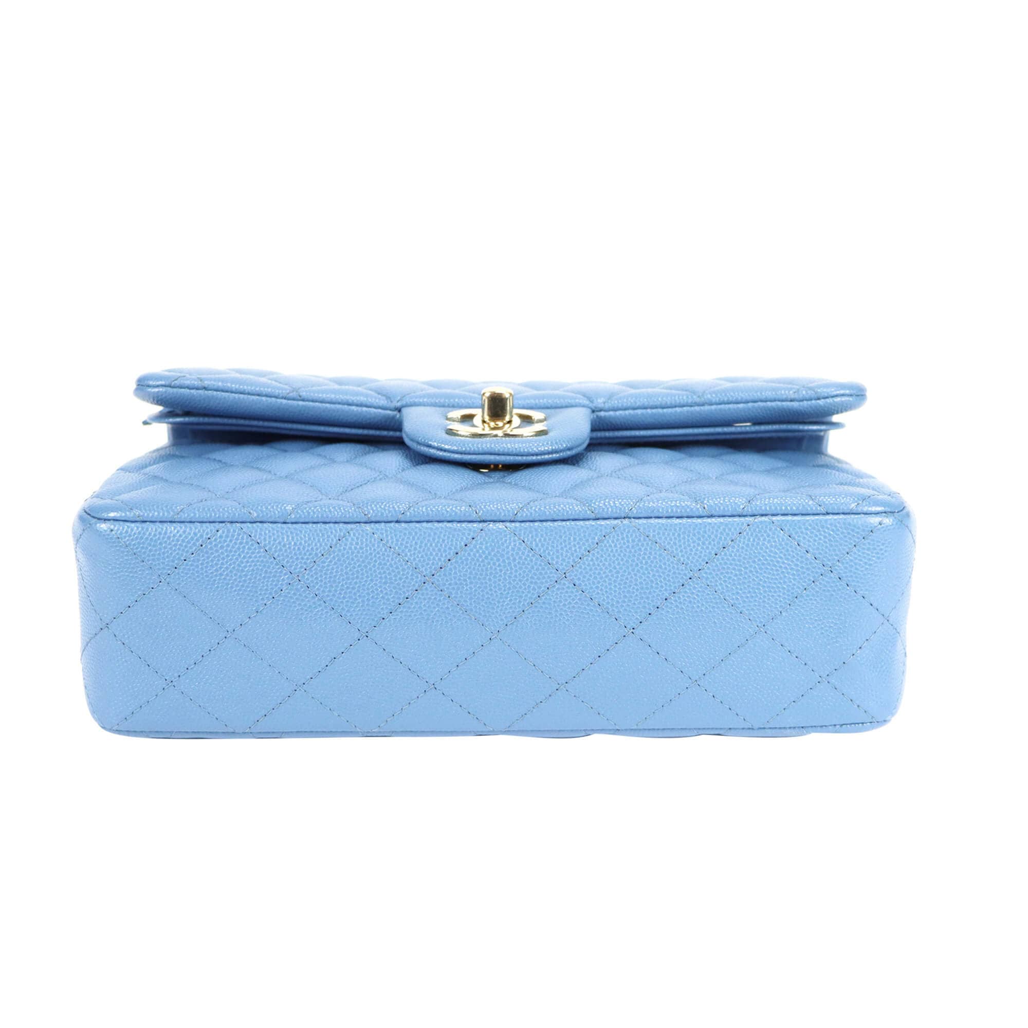 Chanel Classic Double Flap Small Blue Caviar Light Gold