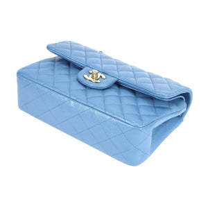 Chanel Classic Double Flap Small Blue Caviar Light Gold