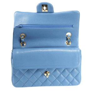 Chanel Classic Double Flap Small Blue Caviar Light Gold