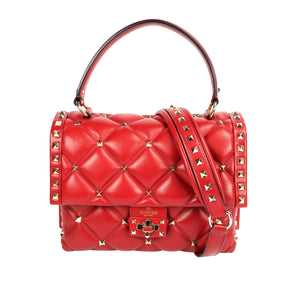 Valentino Metallic Silver Quilted Leather Mini Candystud Top Handle Bag  Valentino