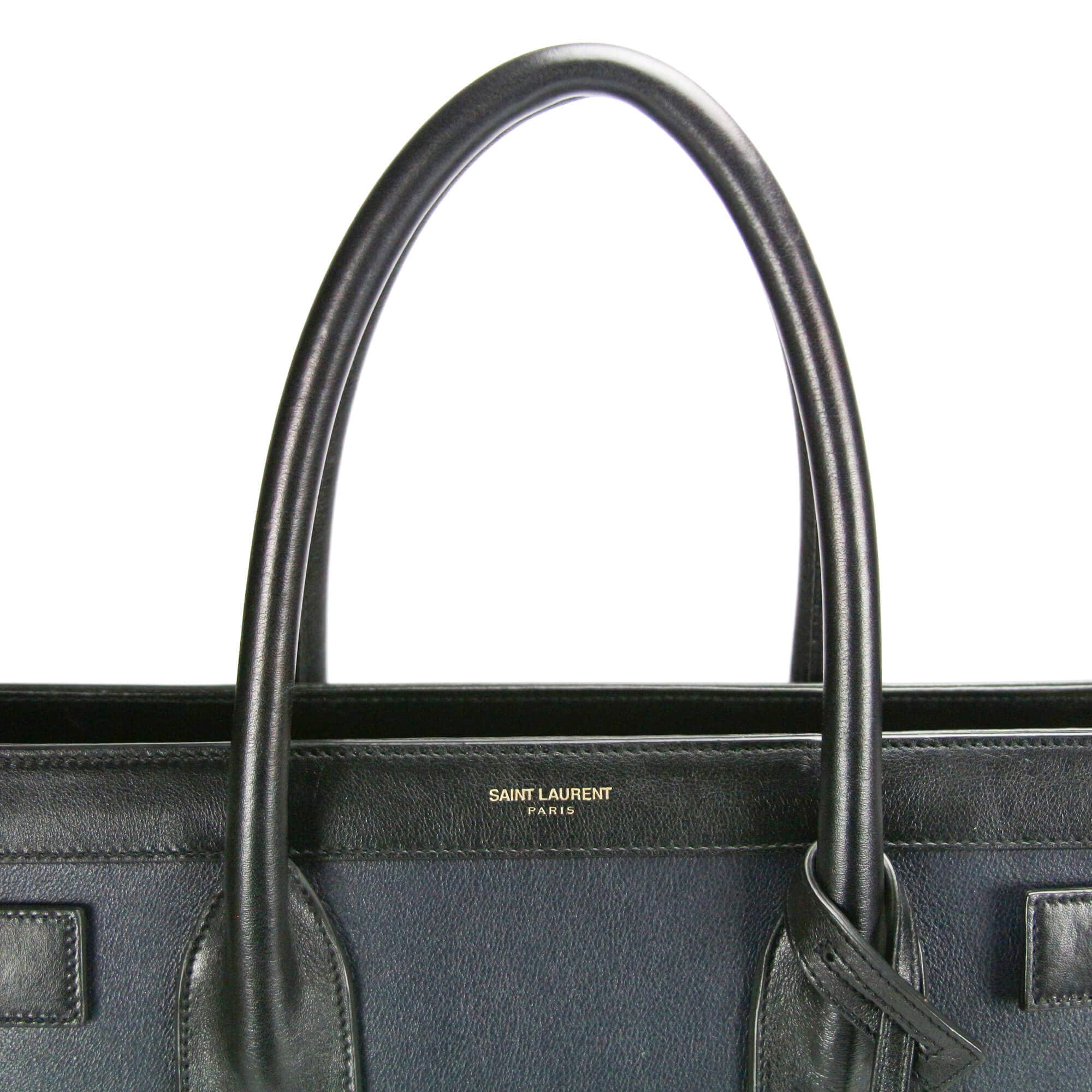 Yves Saint Laurent Sac De Jour Large Black and Blue Leather ref.564258 -  Joli Closet