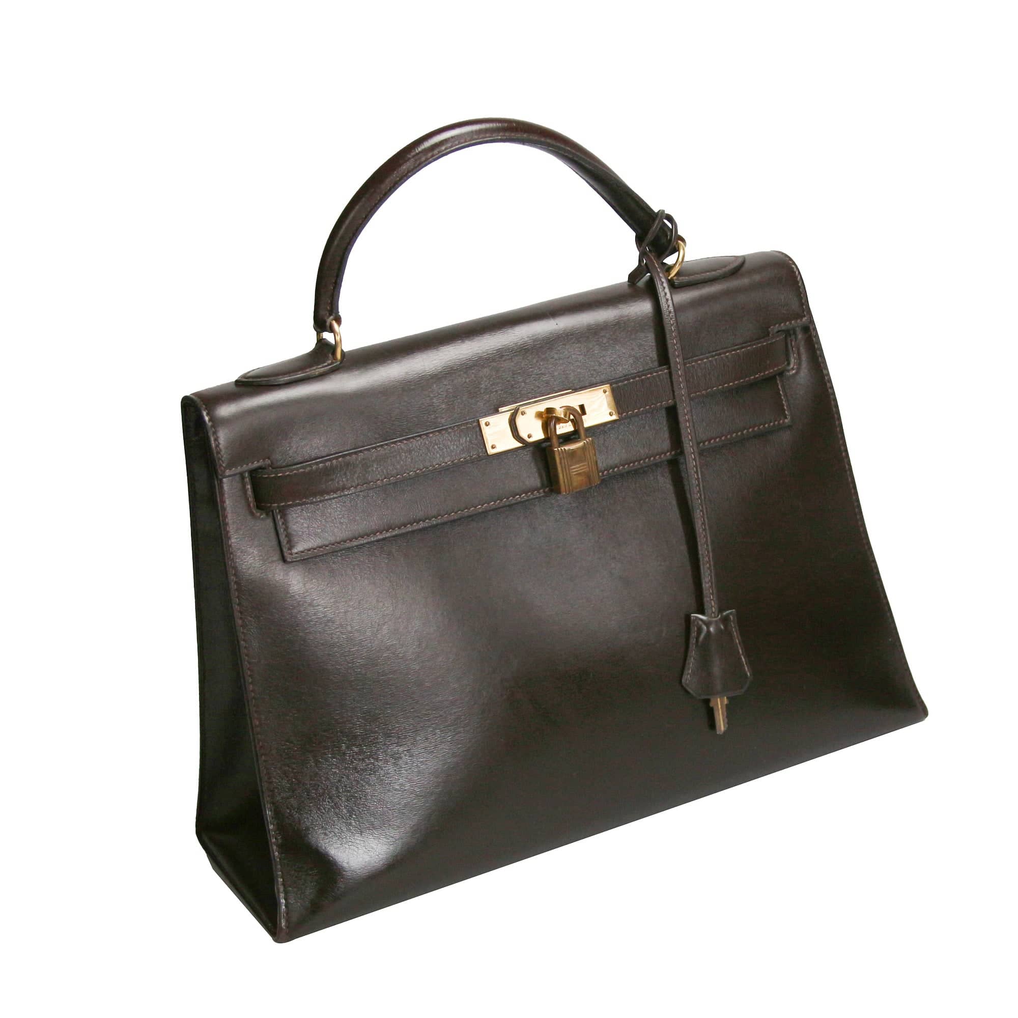 Hermès Kelly 32 Brown Boxcalf Gold - Secondhandbags AG
