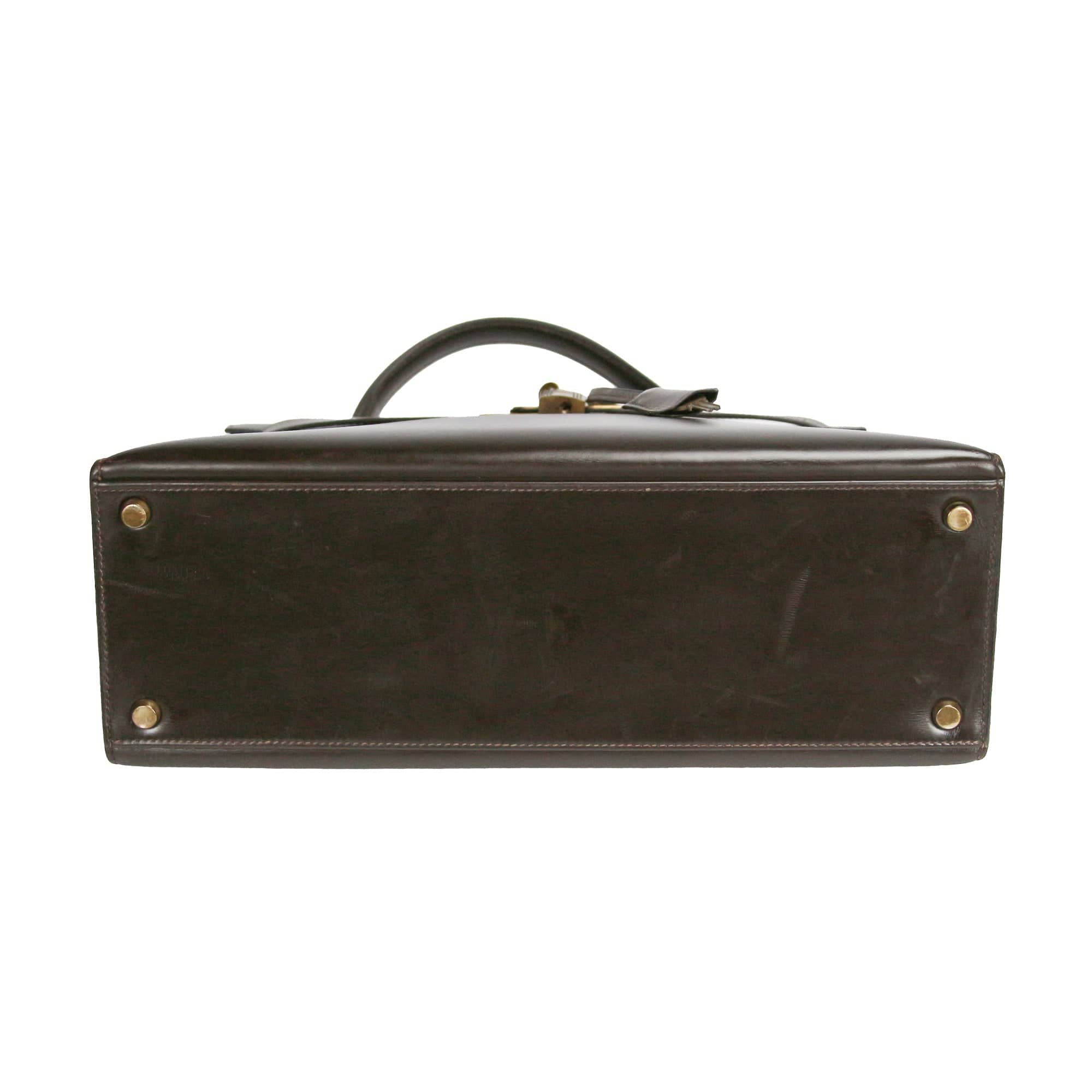 Hermès Kelly 32 Brown Boxcalf Gold - Secondhandbags AG