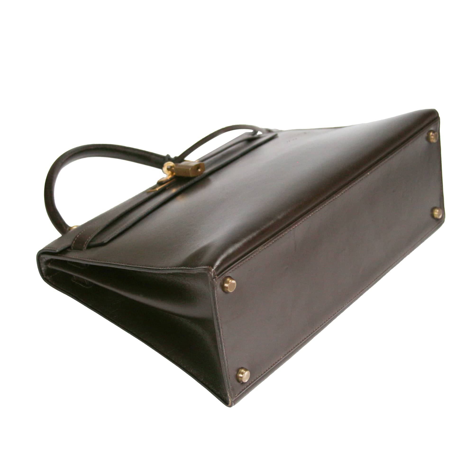 Hermès Kelly 32 Brown Boxcalf Gold - Secondhandbags AG