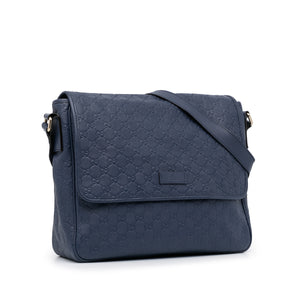 Gucci Messenger Bag Blue Guccisima Embossed Leather