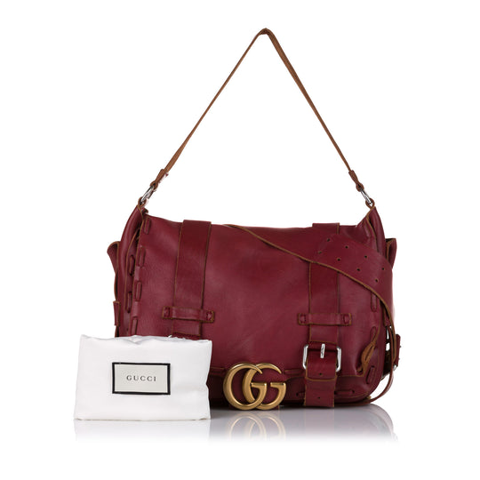 Gucci GG Messenger Bag Red Leather