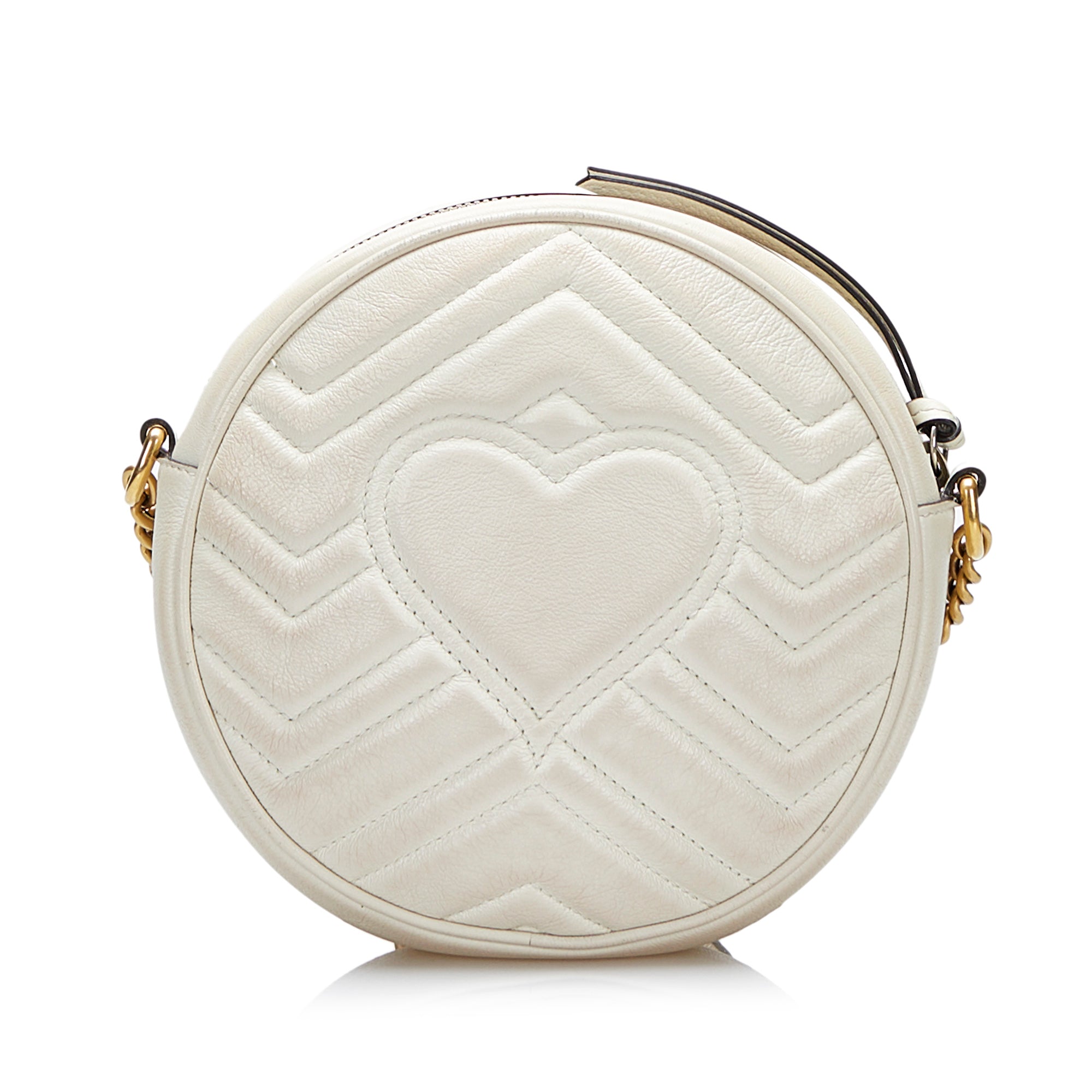 Gucci GG Marmont Round Shoulder Bag Mini White in Matelasse