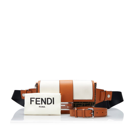 Fendi Zucca Baguette Convertible Belt Bag Brown Canvas Leather