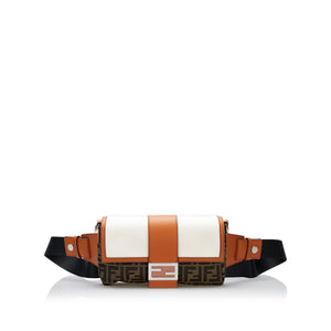 Fendi Zucca Baguette Convertible Belt Bag Brown Canvas Leather