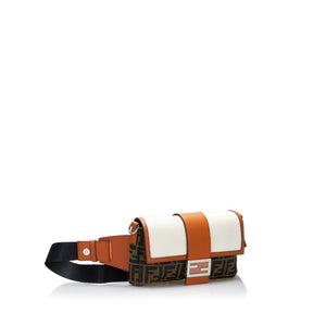 Fendi Zucca Baguette Convertible Belt Bag Brown Canvas Leather