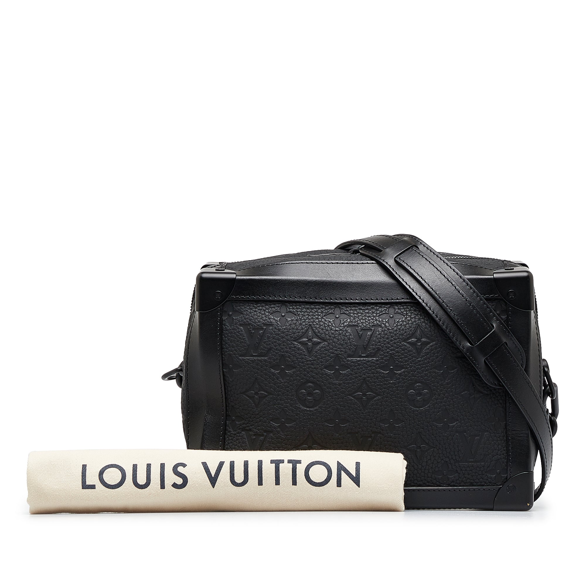 Louis Vuitton Women Trunk Taurillon Leather Crossbody Bag Black