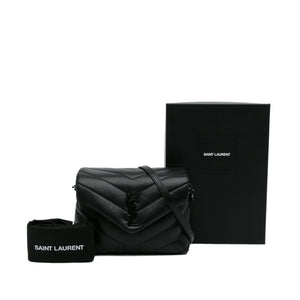 SAINT LAURENT: Toy Loulou puffer bag in quilted leather - Black