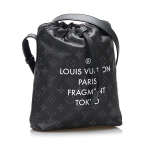Louis Vuitton Black Leather and Monogram Eclipse Canvas Low Top