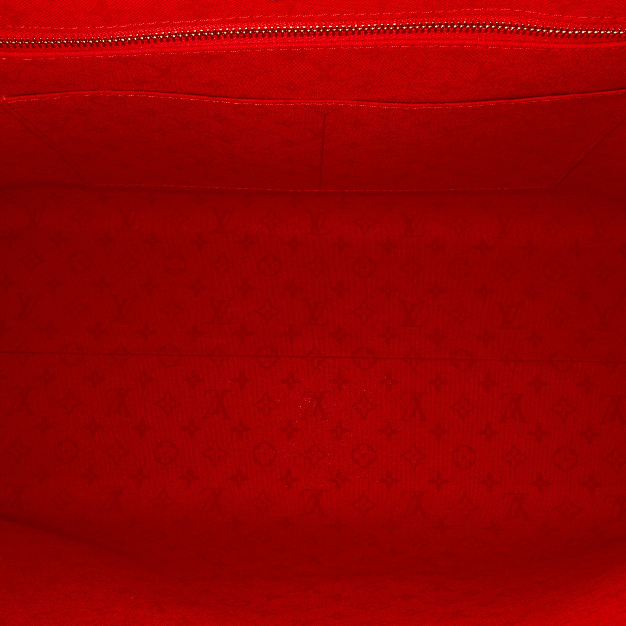 LOUIS VUITTON Onthego GM Crafty Monogram Giant Canvas Shoulder Bag Red