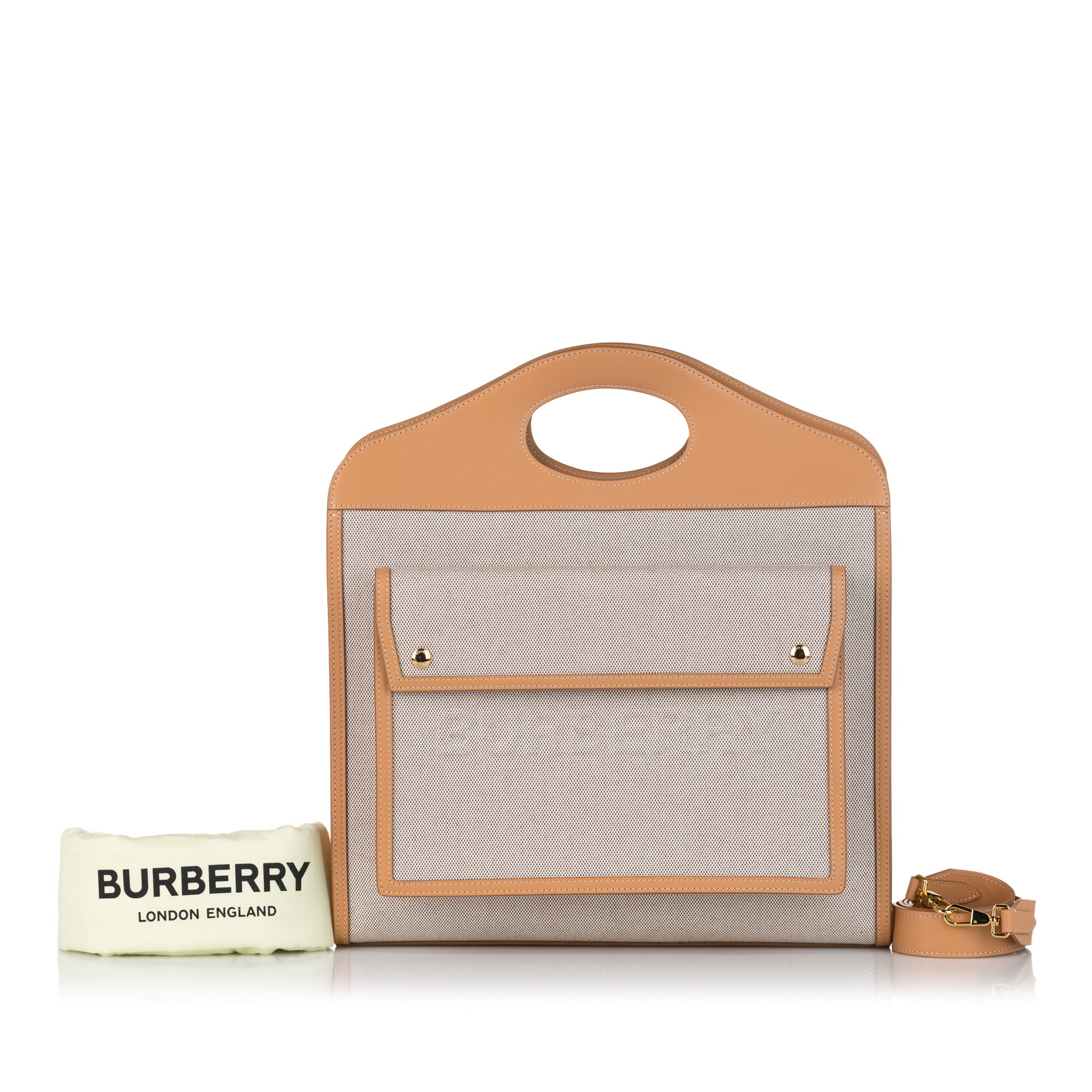 Burberry Pocket Tote Brown Canvas