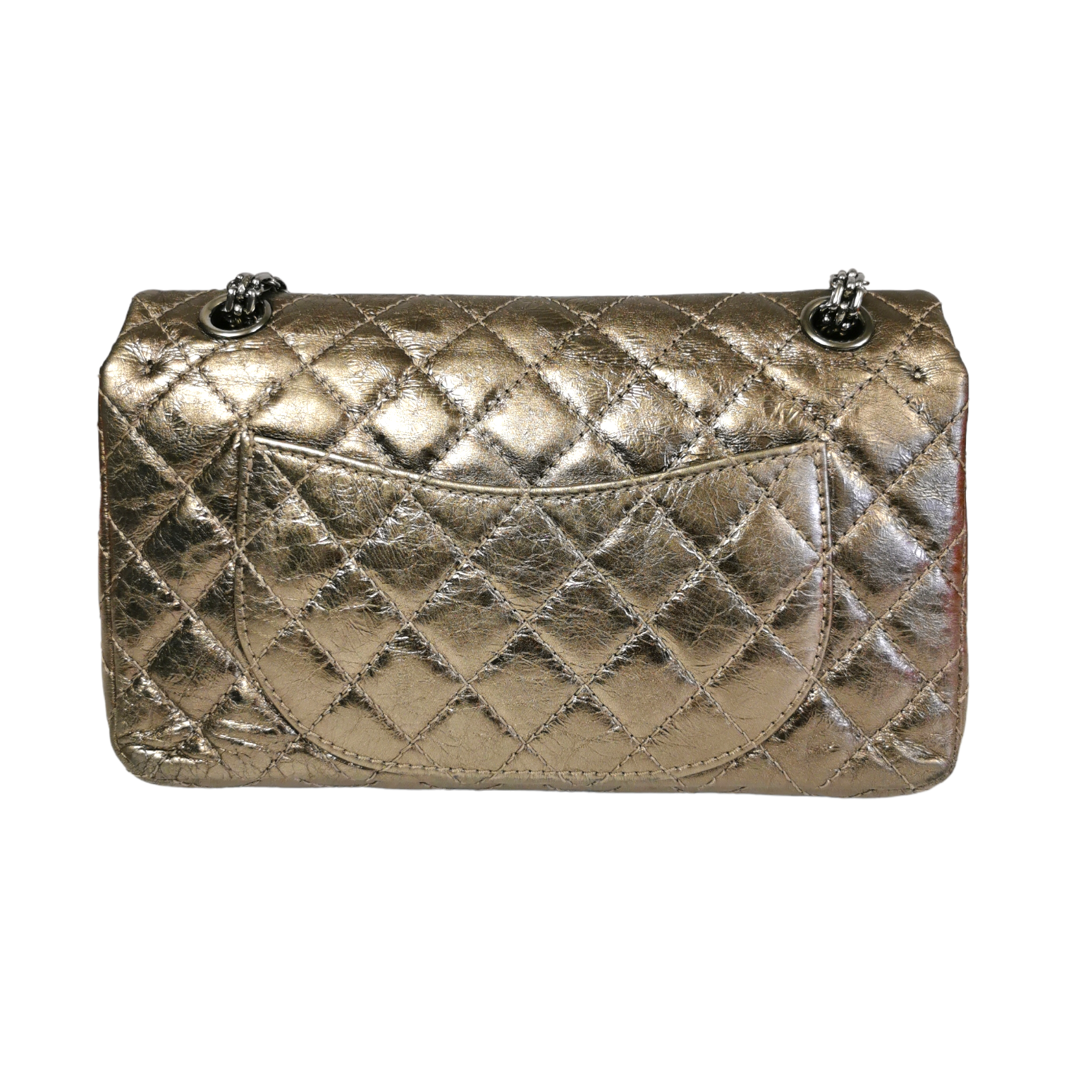 Grey Aged Calfskin Quilted Reissue 225 Flap Antique Gold Hardware