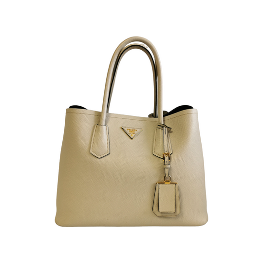 Prada Double Bag Medium Talco Saffiano