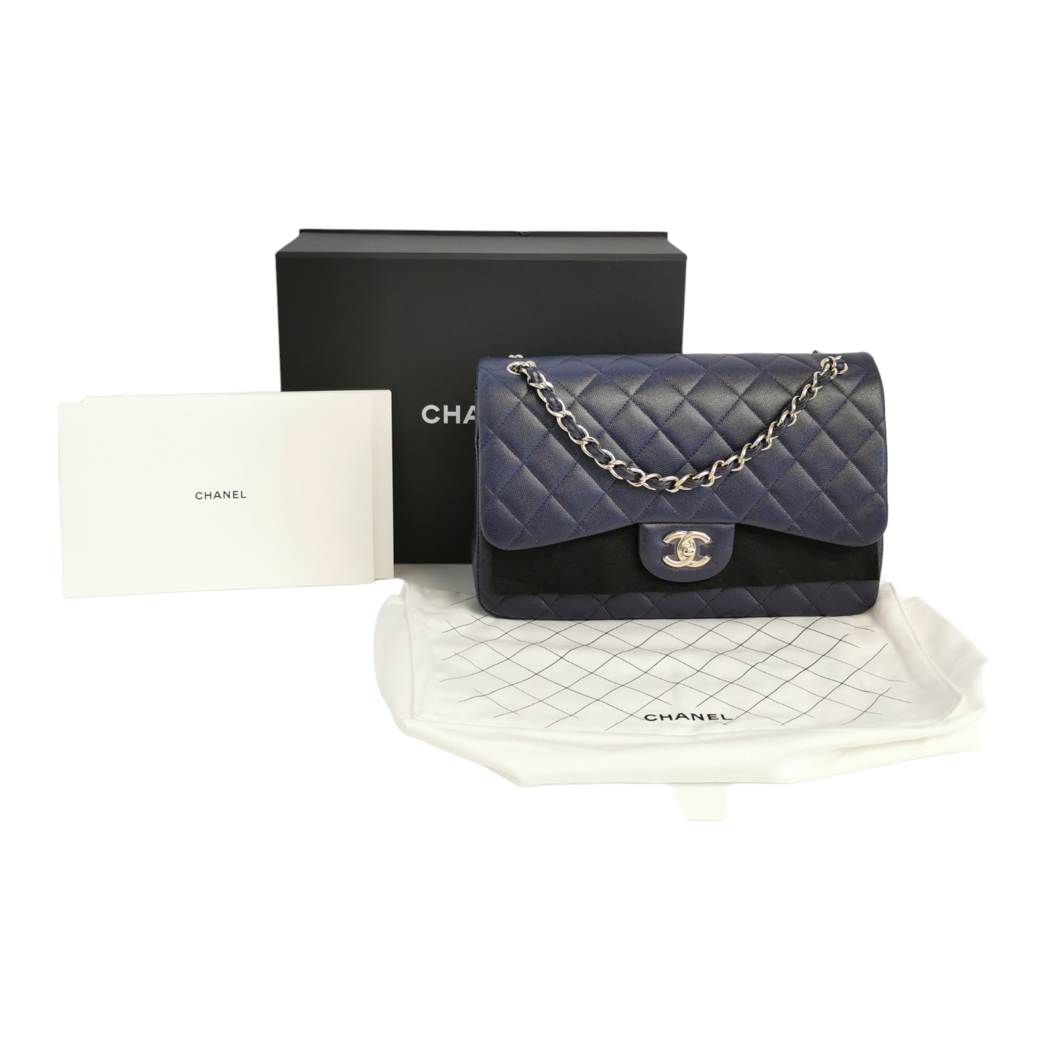 Chanel Blue Classic Caviar Jumbo Double Flap Bag