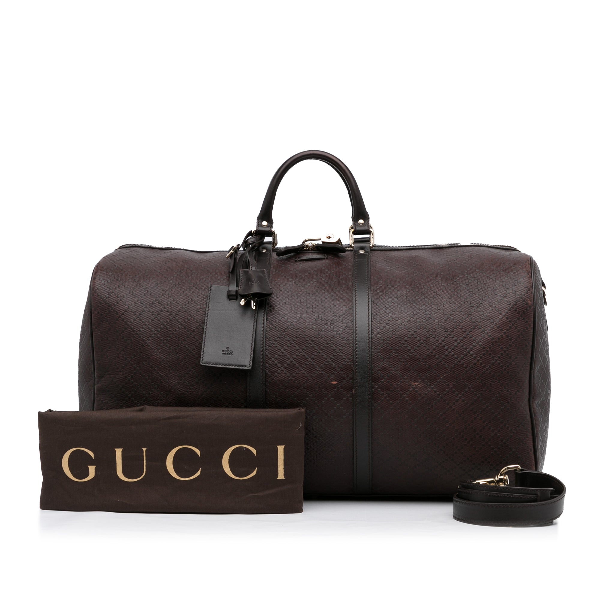 Gucci Travel Bag Large Brown Diamante Bright