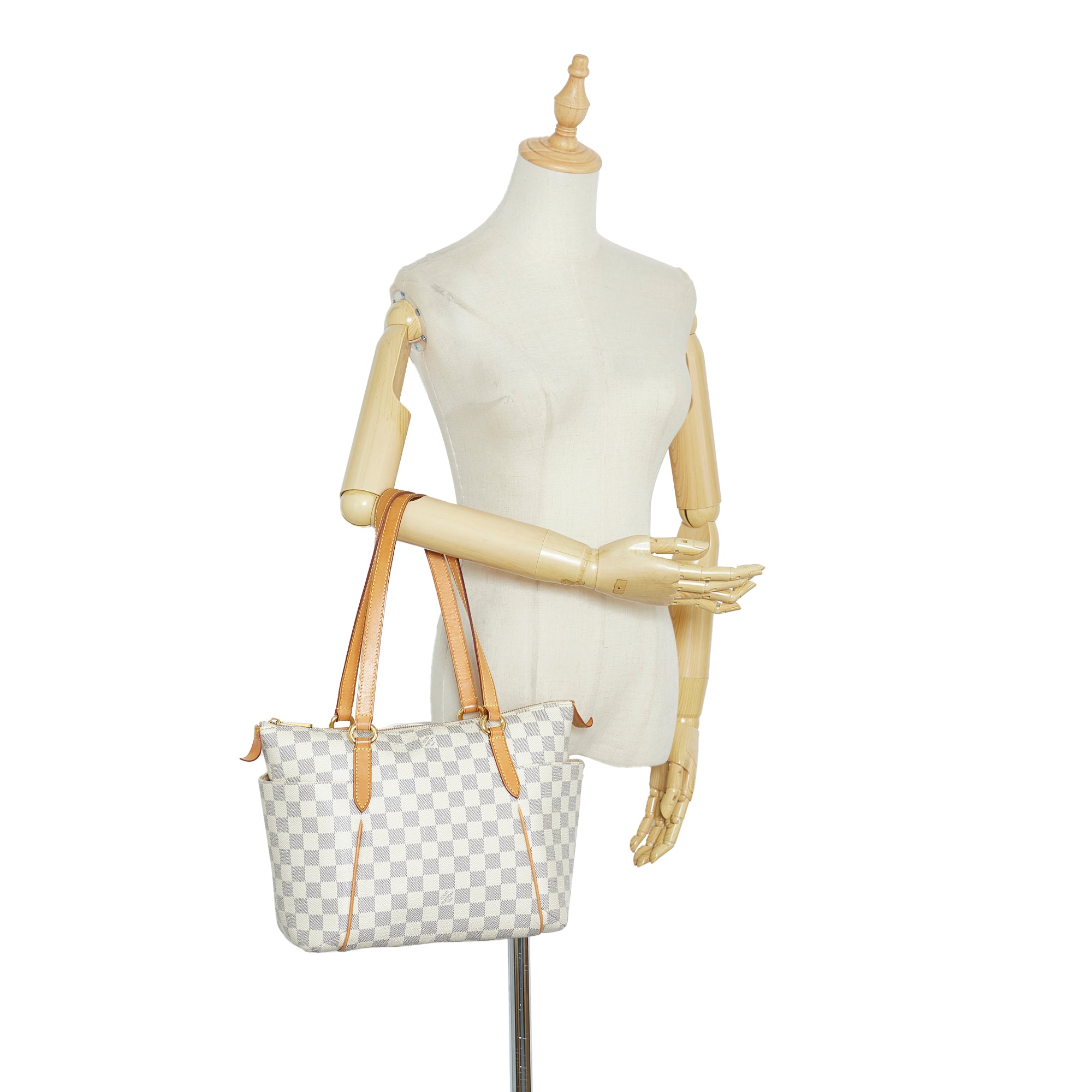 White Louis Vuitton Damier Azur Totally PM Shoulder Bag