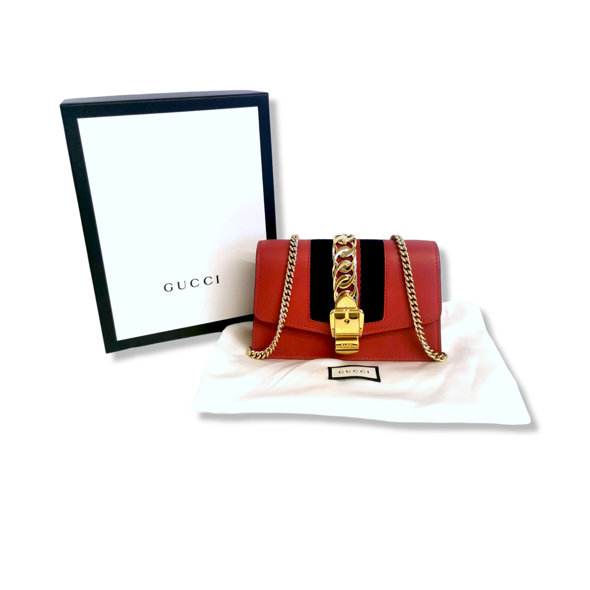 Gucci Sylvie Crossbody Bag Super Mini Red Leather Gold - Red in 2023