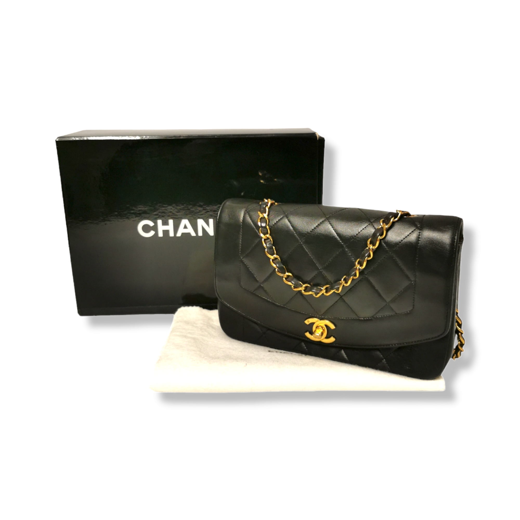 Chanel Diana Small Black Lambskin Gold
