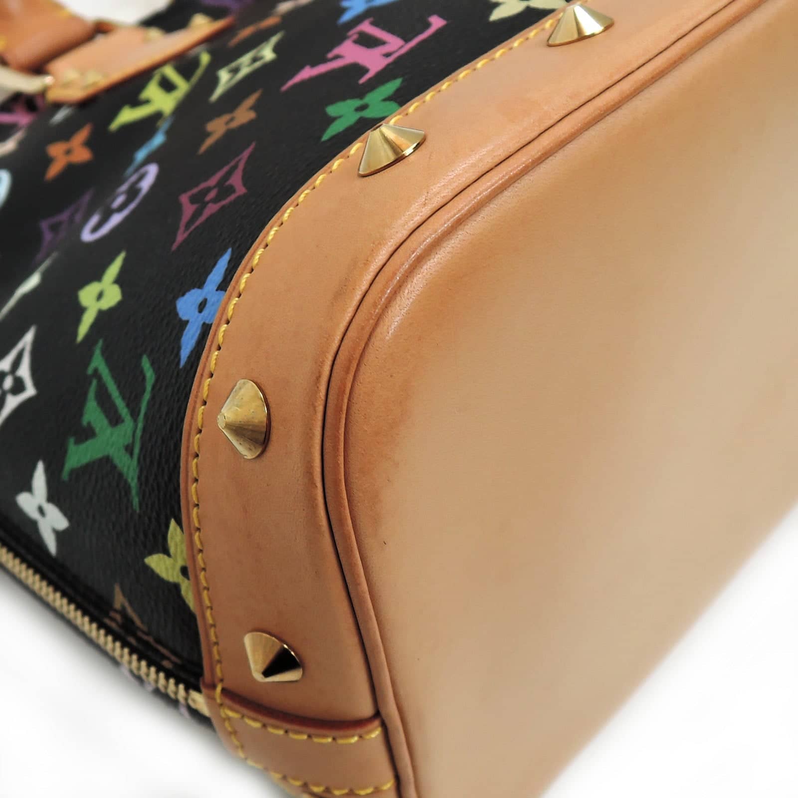 Louis Vuitton Monogram Multicolore Alma Leather Camel Black Handbag 77