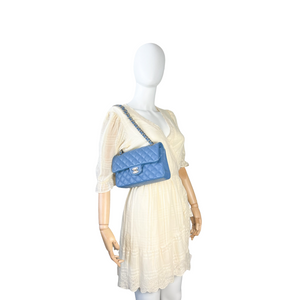 Chanel Classic Double Flap Small Blue Caviar Light Gold